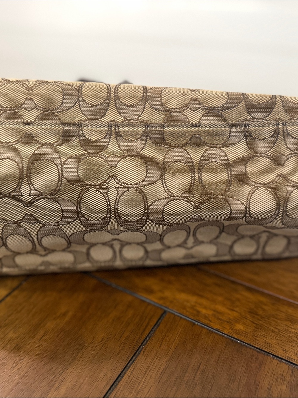 Coach Signature Taylor Canvas Tote in Tan with Dark Brown Trim - Picture 6 of 8